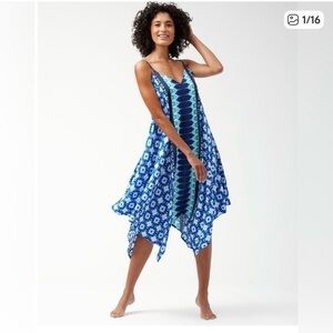 Beautiful Tommy Bahama coverup with scarf hem and adjustable straps